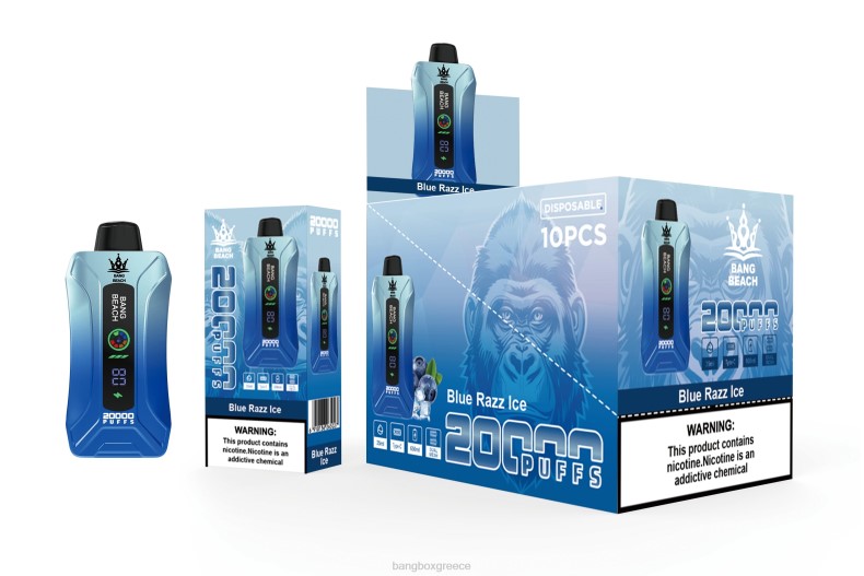 Bang Box Vapes - Bang Beach Έξυπνη οθόνη ατμού 20000 ρουφηξιών μπλε πάγος razz ZB0411