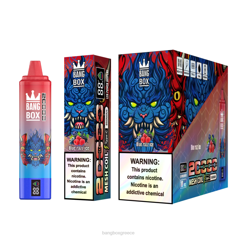 Bang Box Vapes - Bang Box Έξυπνη οθόνη 20000 ρουφηξιών μπλε πάγος razz ZB0459